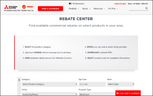 METUS Rebate Finder for Commercial Products